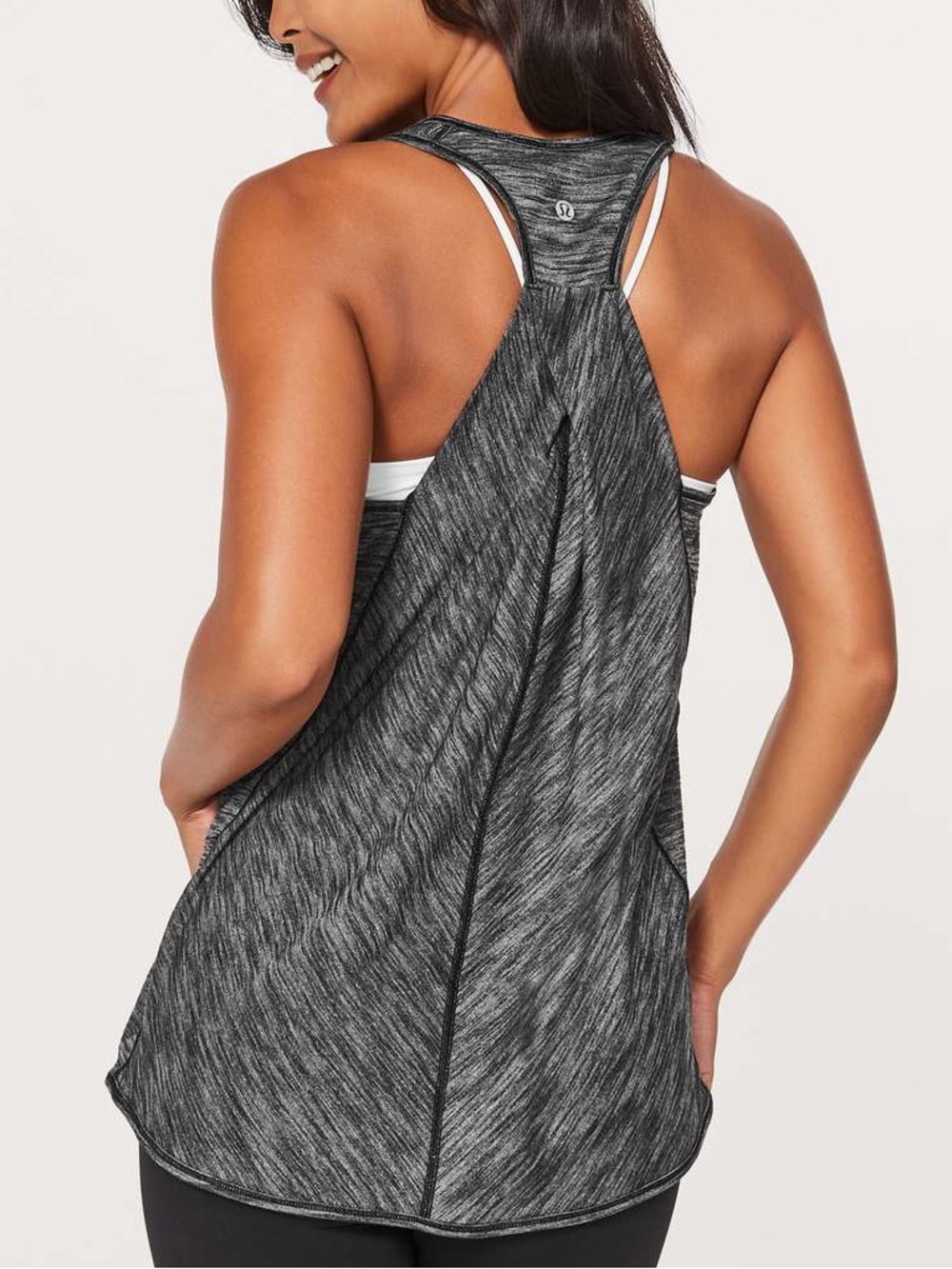 Lululemon Essential Tank Top Pleated Heathered Black Workout Gym Camisole 4
